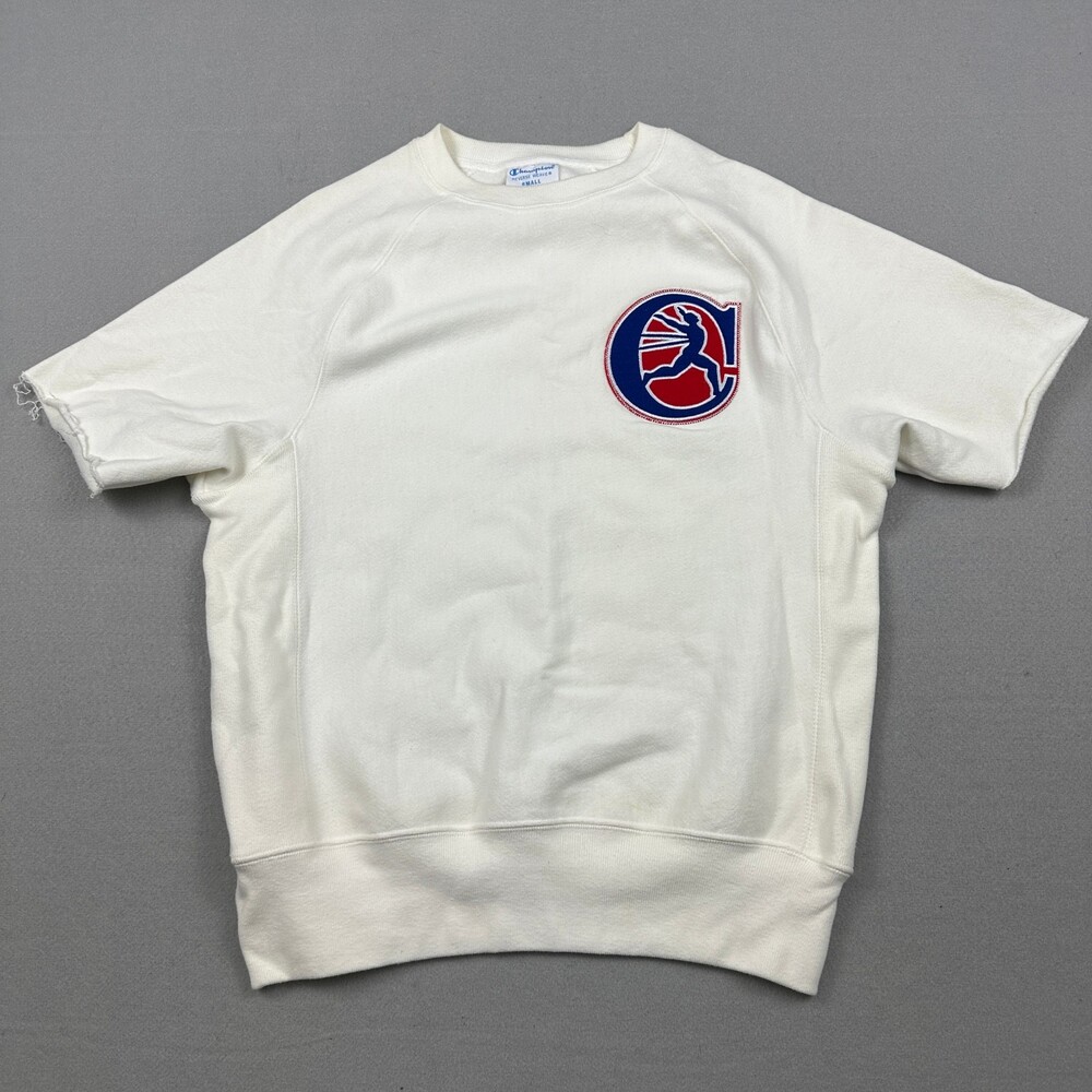 Champion Reverse Weave Sweatshirt Men S White Thrashed Cut Short Sleeve Runner
